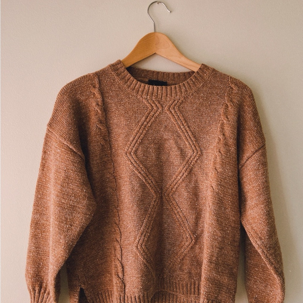 Cozy Brown Cable Knit Sweater